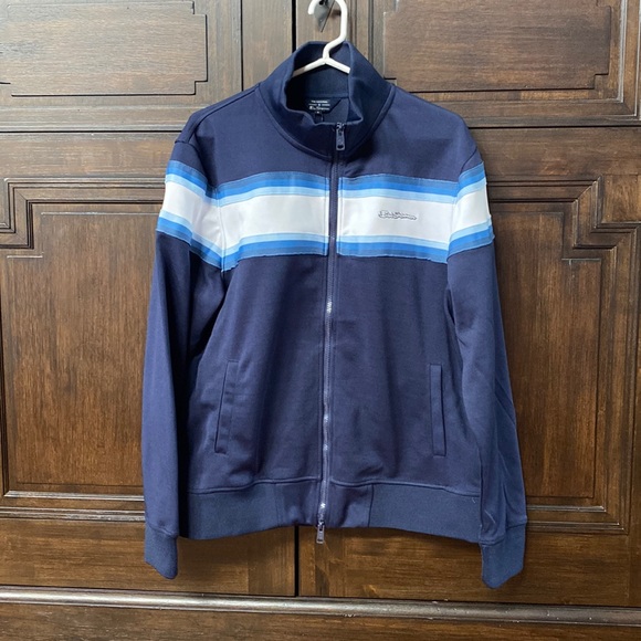 Ben Sherman Hombre Chest-Stripe Track Jacket Navy Size M - Picture 1 of 7